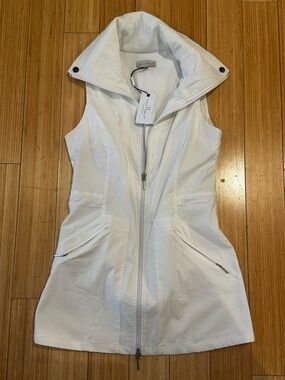 Anatomie White Sleeveless Funnel-Collar Zip Sport Vest XS